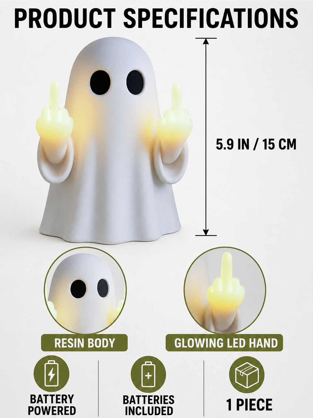 π» Halloween Special π Cute Ghost LED Statue - Spooky Mood Light for Party & Home Decor