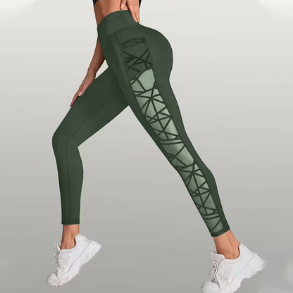 Women's Mesh High Waist Yoga Pants with Pockets
